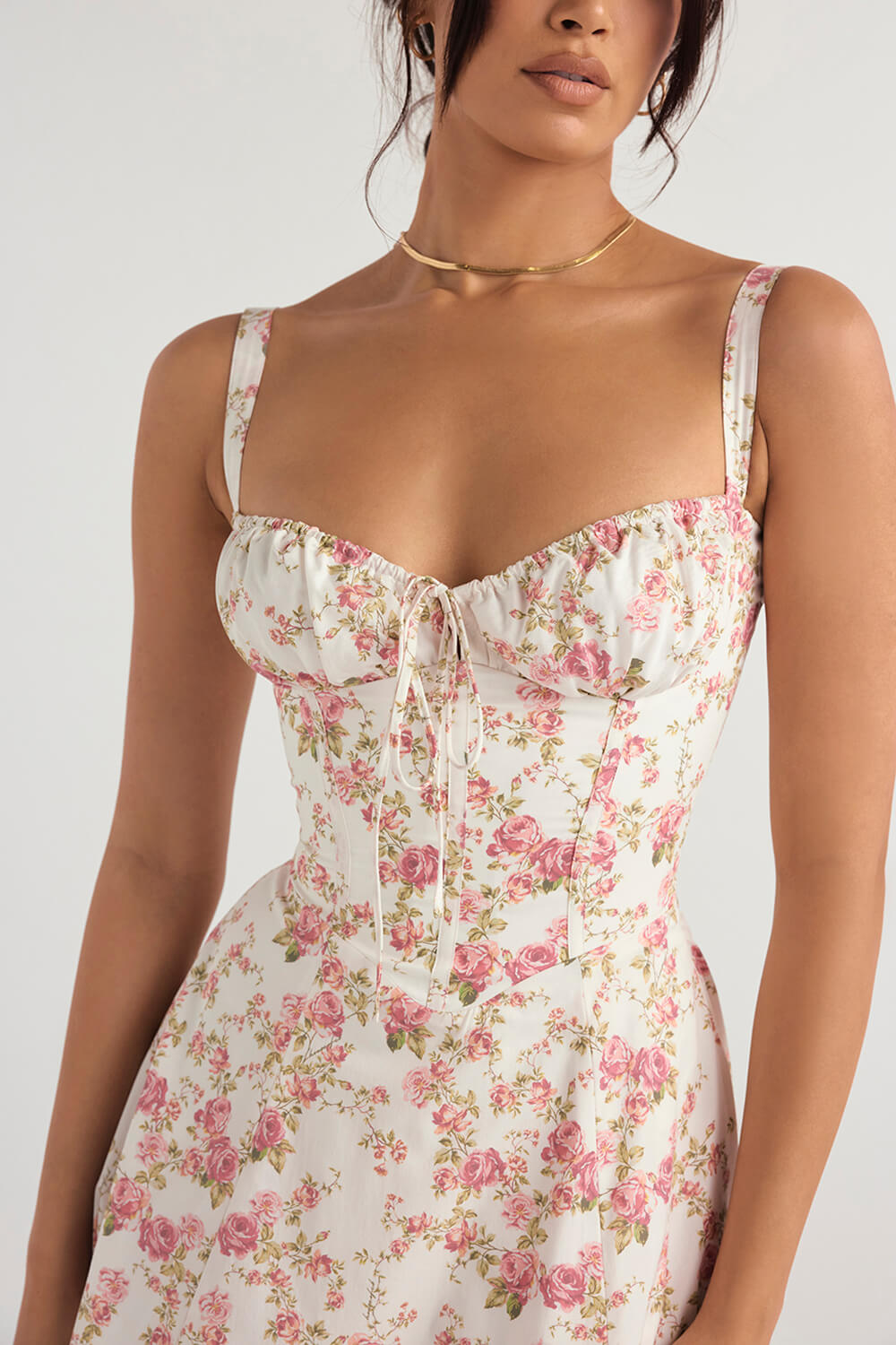 Rose print bustier dress